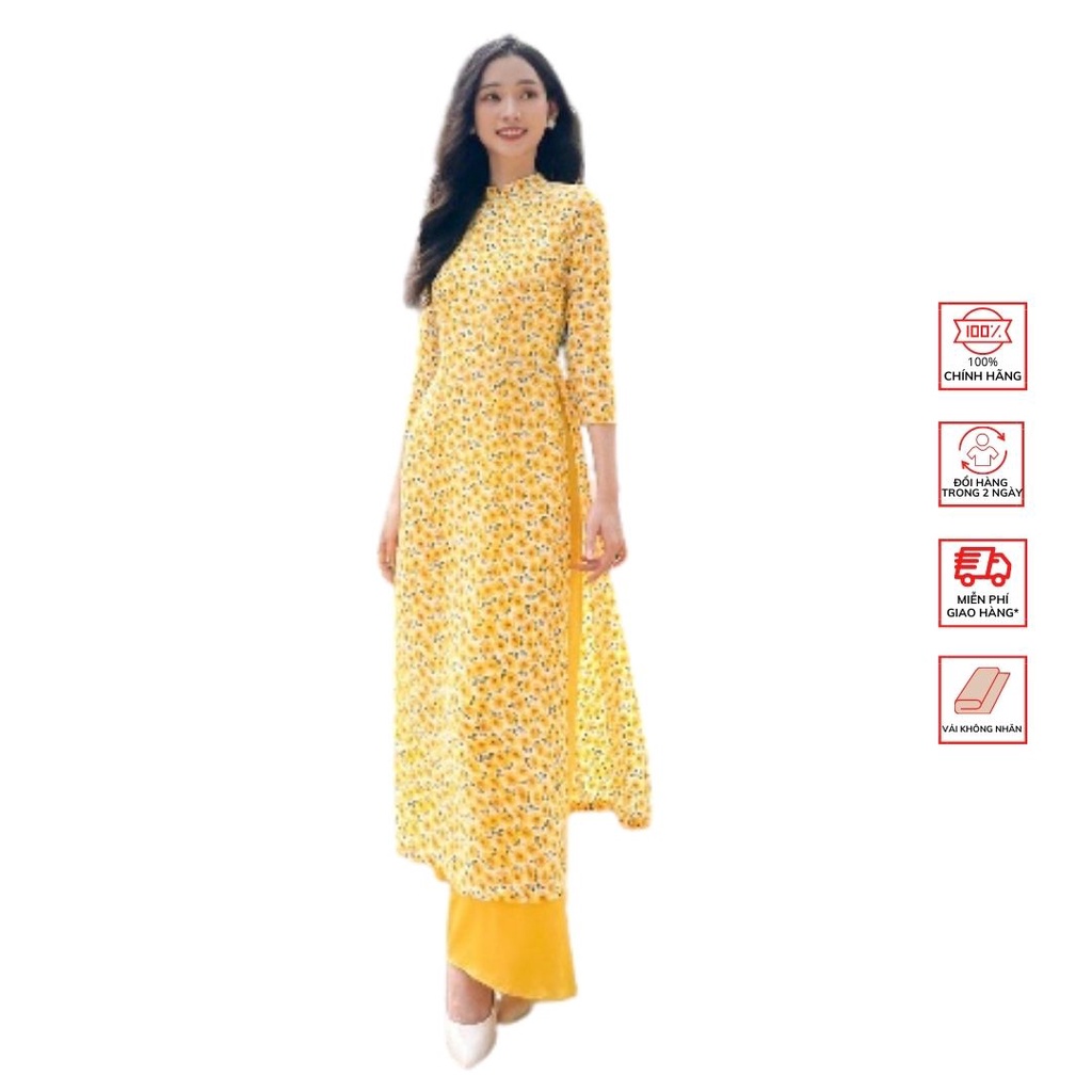 Áo dài FOR HER hoa cúc vàng AD01825