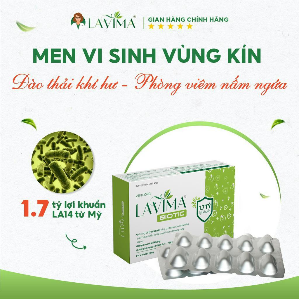 02 Hộp Viên Uống Phụ Khoa, Men Vi Sinh Vùng Kín Lavima biotic và Gói khăn ướt Lavima protect 4.0