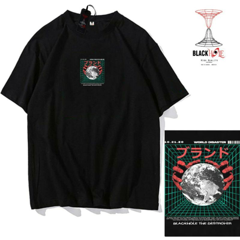 Nordhen.o Quần Áo COTTON Màu Đen Thế Giới DISASTER DISTRO 30S Chải Kỹ Cho Nam / Nữ