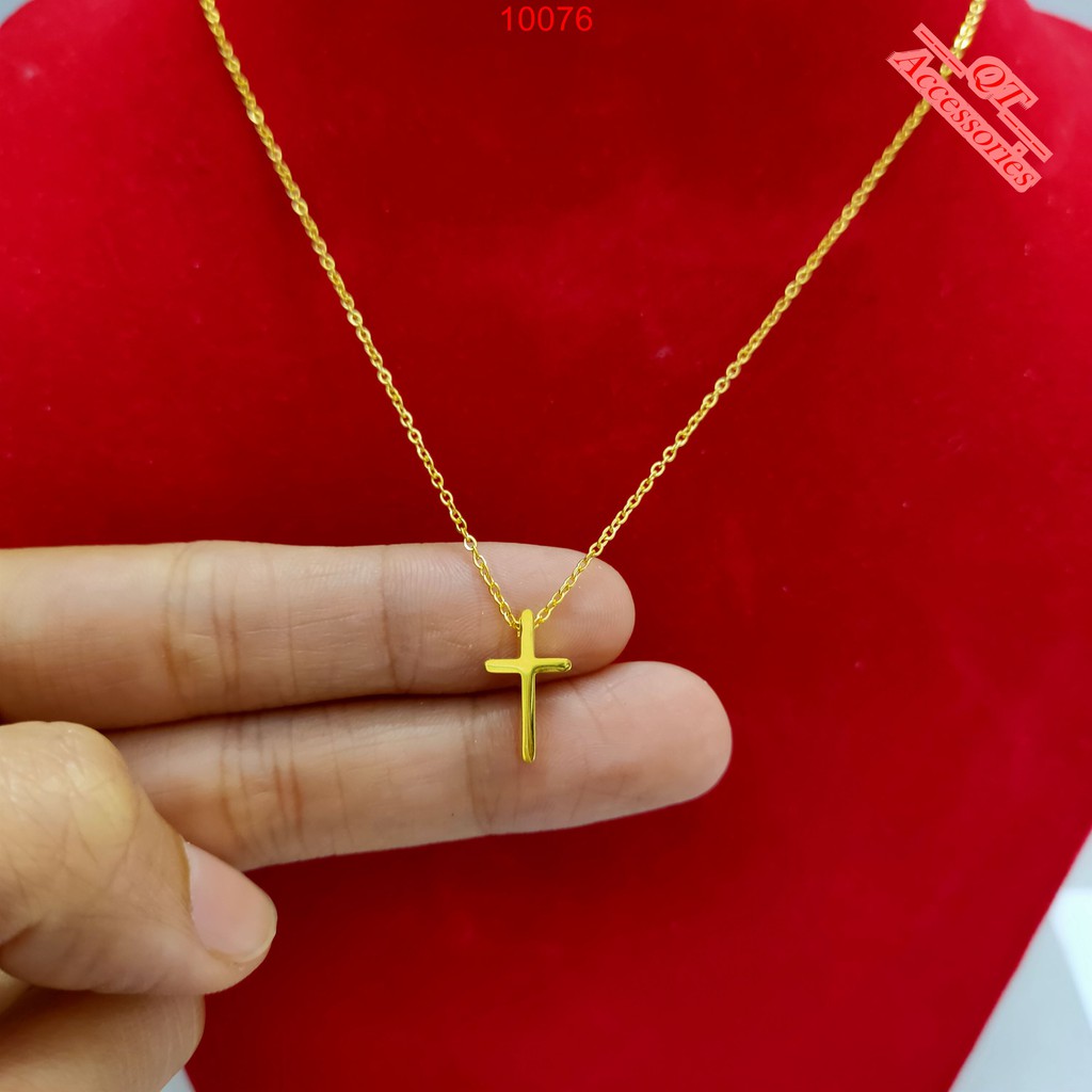 Dây chuyền titan mạ vàng 99k mặt chữ thập siêu bền màu