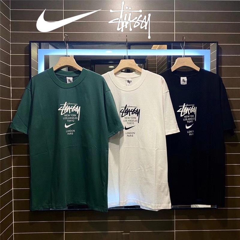 STUSSY Áo Thun 100% Cotton Tay Ngắn Dáng Rộng In Chữ Graffiti Thời Trang Cho Nam Nữ