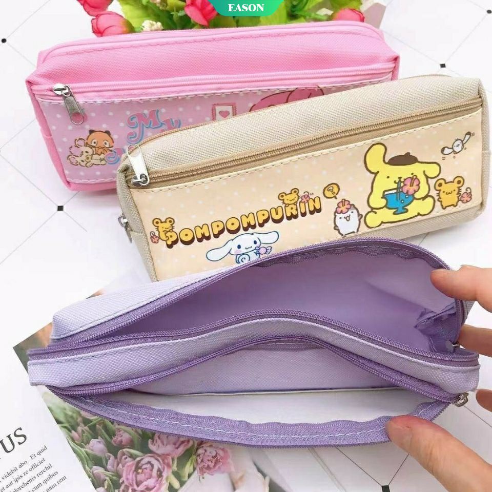 SANRIO Hộp Đựng Bút Chia Ngăn Họa Tiết Hoạt Hình Kuromi Dễ Thương Cho Bé