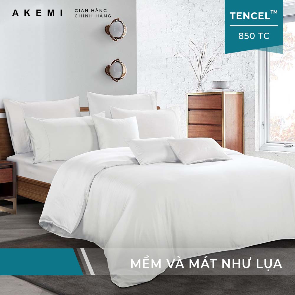 [Mã LIFEHOT55 giảm 10% đơn 99K] Bộ Ga và Vỏ Gối AKEMI Tencel™ Modal Earnest 880TC- Adleya Trắng Ngà (King/Queen), 5 món