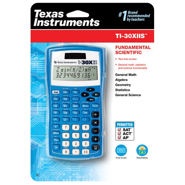 Máy tính khoa học học sinh Texas Instruments TI-30X IIS Scientific Calculator, Blue/Black