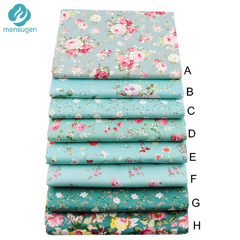 Vải cotton 100% tông màu xanh lá dành cho làm đồ thủ công