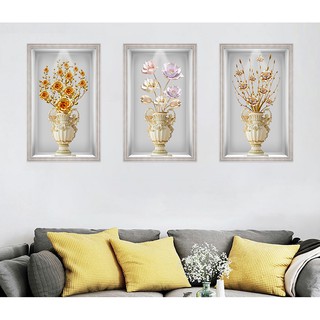 Tranh dán tường vtc bộ 3 binh hoa binh_3d_015 kim sa