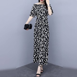 Bộ jumpsuit quần ống rộng họa tiết hoa cúc phong cách thời trang 2020