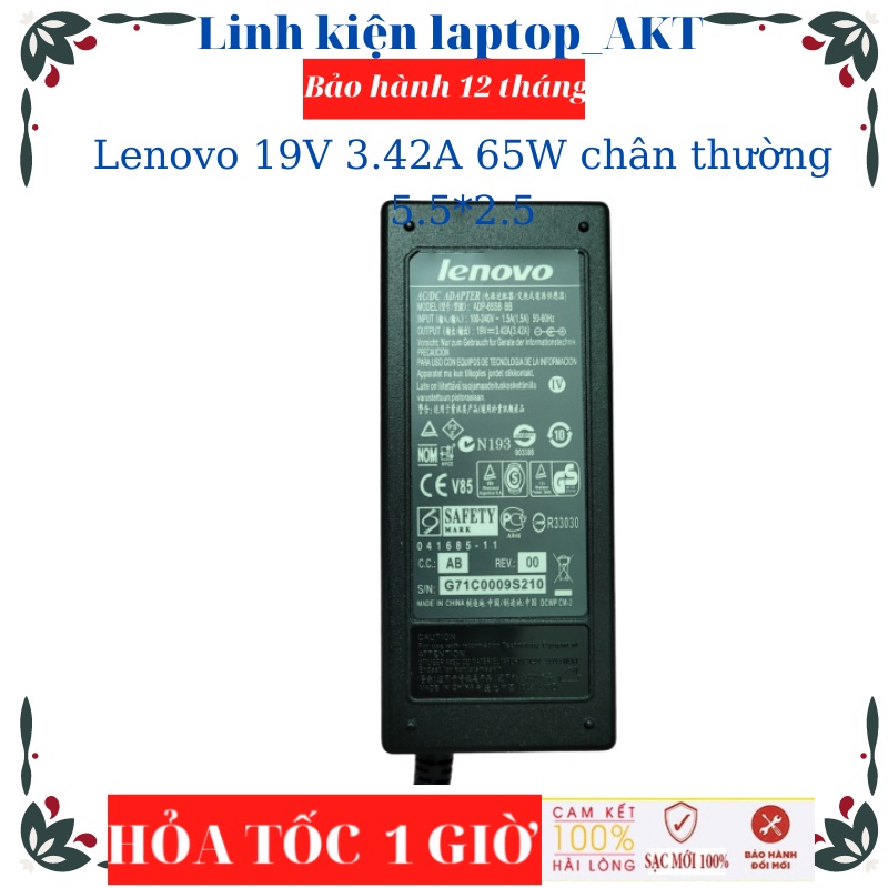 Sạc Lenovo 19V-3.42A-65w-ZIN chân  Lenovo U410 G460 G470 G480 G450 G550E IDEAPAD S10E G530 G550 G555 G560