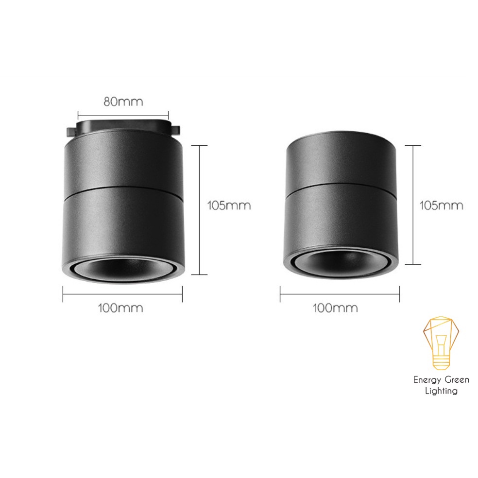 Đèn LED Ống Bơ Energy Green Lighting  7w-10w - Xoay Góc Chiếu 360 Độ - Ánh Sáng Vàng - 2 Màu - Thân Nhôm Tản Nhiệt