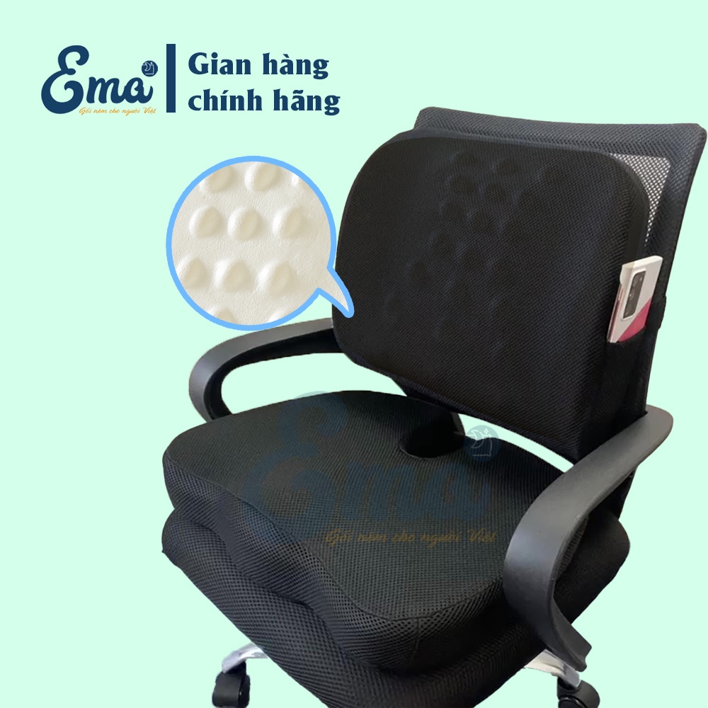 Bộ gối tựa lưng có gai massage &amp; đệm chống đau xương cụt SP12 EMA