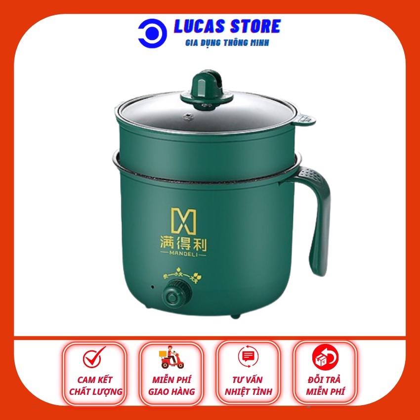 Nồi lẩu mini đa năng 2 tầng ca nấu mì điện hấp Hàn Quốc