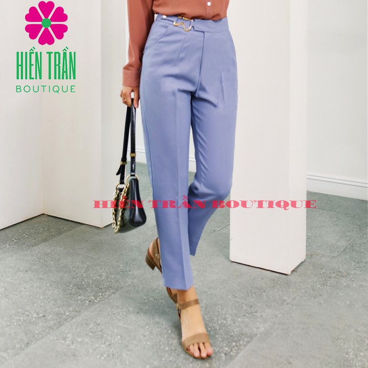 Quần tây nữ Ruby Fashion phối đai chữ S vải Vitek Hàn co giãn, không nhăn, mặc siêu đẹp | BigBuy360 - bigbuy360.vn