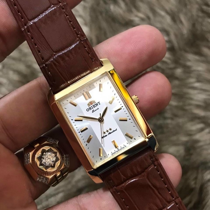 ĐỒNG HỒ NAM ORIENT MẶT CHỮ NHẬT, DÂY DA NÂU ,SIZE 30 x 34MM, KÍNH SAPPHIRE  CHỐNG XƯỚC | Shopee Việt Nam