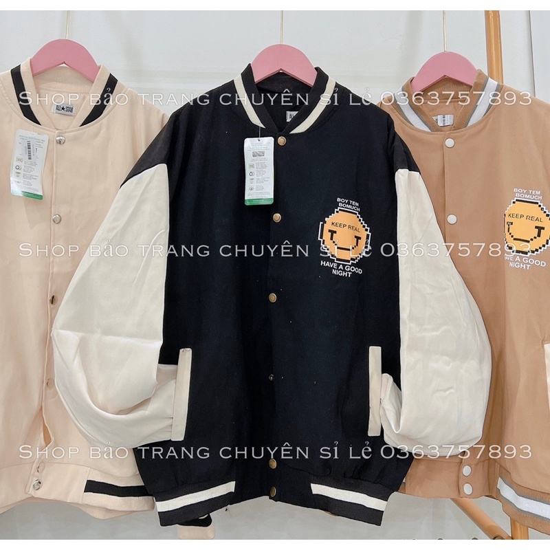Áo Khoác Bomber Bigsize Form Rộng Nam Nữ Hình Mặt Cười Kiểu Dáng Hàn Quốc Chất Da Lộn Đẹp Unisex