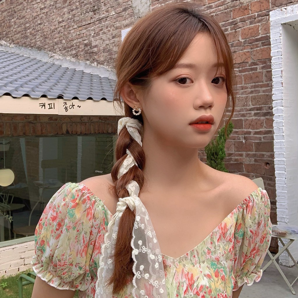 Khăn vải ren Hàn Quốc buộc tóc xinh xắn cho nữ