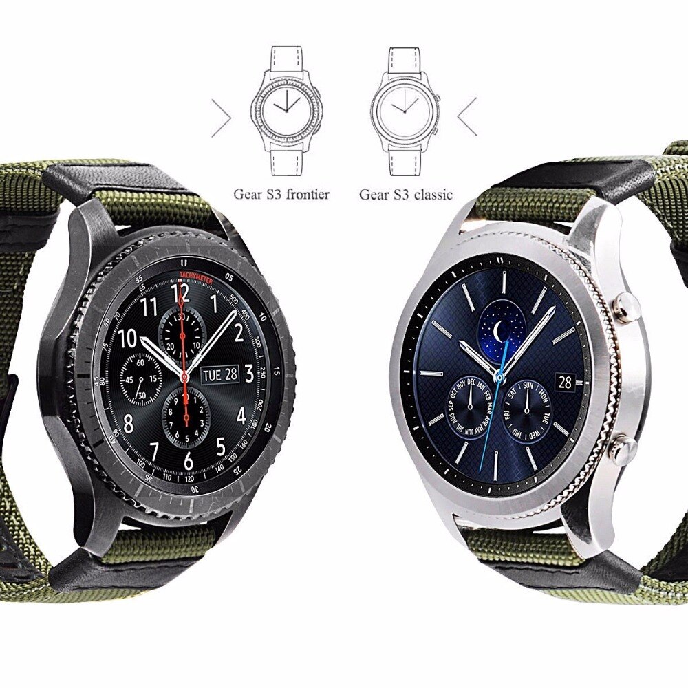 YIFILM Dây Đeo Bằng Da + Nylon Cho Đồng Hồ Thông Minh Samxy Galaxy S3 46mm Frontier Classic 20mm 20mm