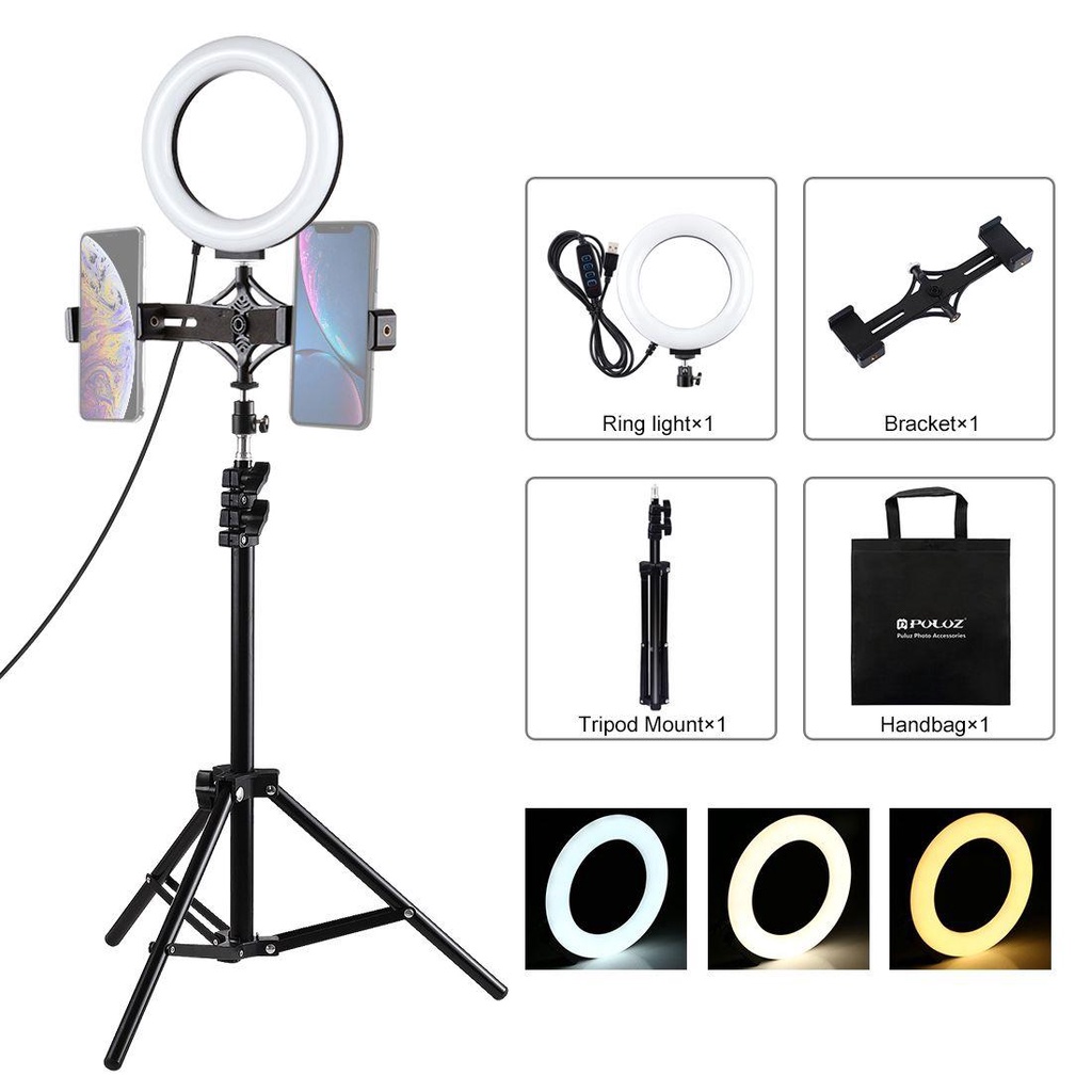 Giá Đỡ Điện Thoại Dạng Vòng Đèn LED 6.2 inch 16cm Hỗ Trợ Chụp Ảnh Selfie