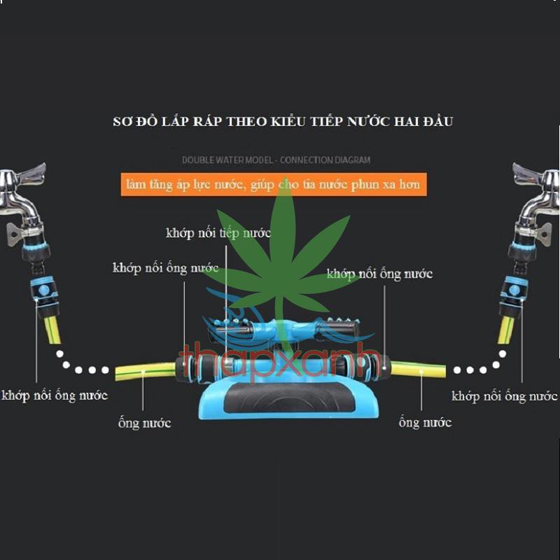 Vòi phun nước tưới cây tự động 3 trục xoay 360° Kèm chân đế hình cánh bướm