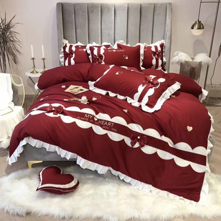 Set Chăn Ga Gối Lụa Cưới 5 Món Hàng Cao Cấp