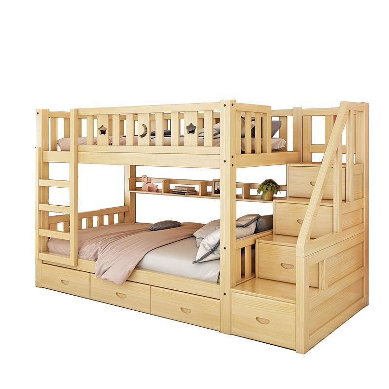 Giường tầng cao và thấp bằng gỗ đặc người lớn, trẻ em, tầng, mẹ con, hai dưới <