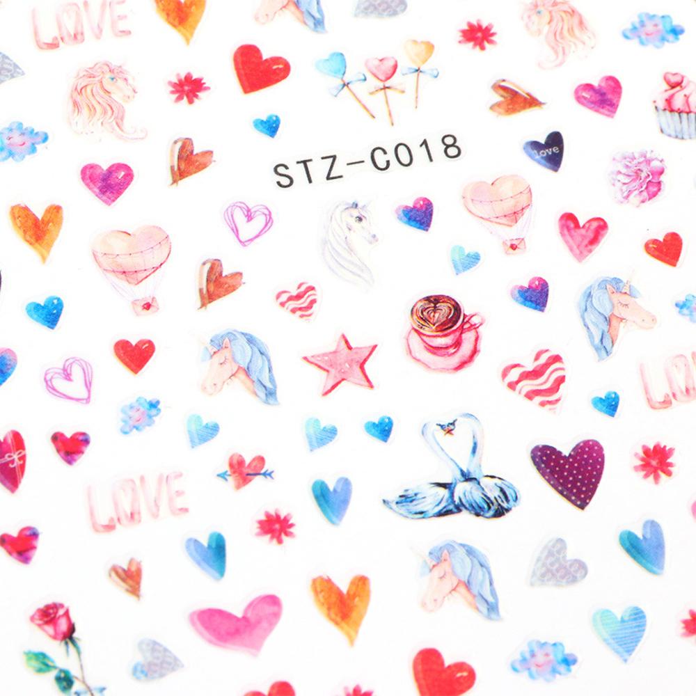 Miếng Dán Móng Tay Tự Dính Họa Tiết Trái Tim Dễ Thương DIY
