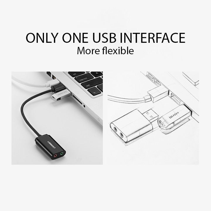 Cáp Chuyển USB ra Headphone và Microphone Jack 3.5mm  UGREEN 30724