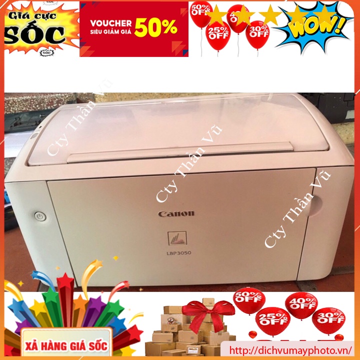 Máy in laser đen trắng khổ A4 Canon laser LBP 3050 đã qua sử dụng hàng bền đẹp nhỏ gọn giá rẻ bảo hành INECO