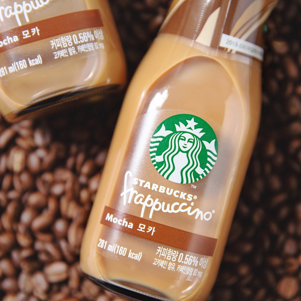 Cà phê sữa đóng chai thủy tinh Starbucks Frappuccino 281ml 3 Hương vị - (스타벅스) 모카 / 카라멜 / 프라푸치노 - Hàng nội địa Hàn Quốc