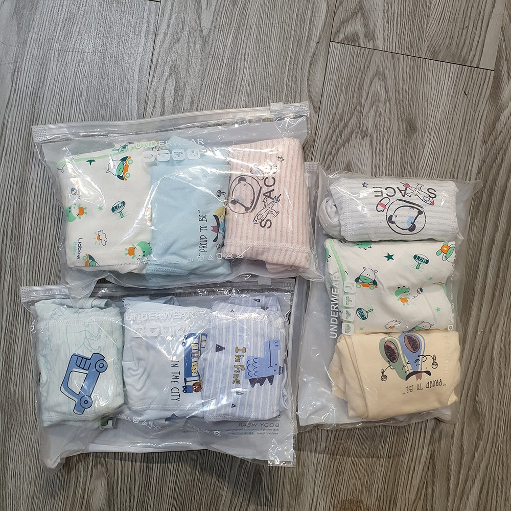 Set 3 Quần Lót Đùi Cho Bé Trai - Chất Cotton Co Giãn Tốt - Họa Tiết Đáng Yêu.