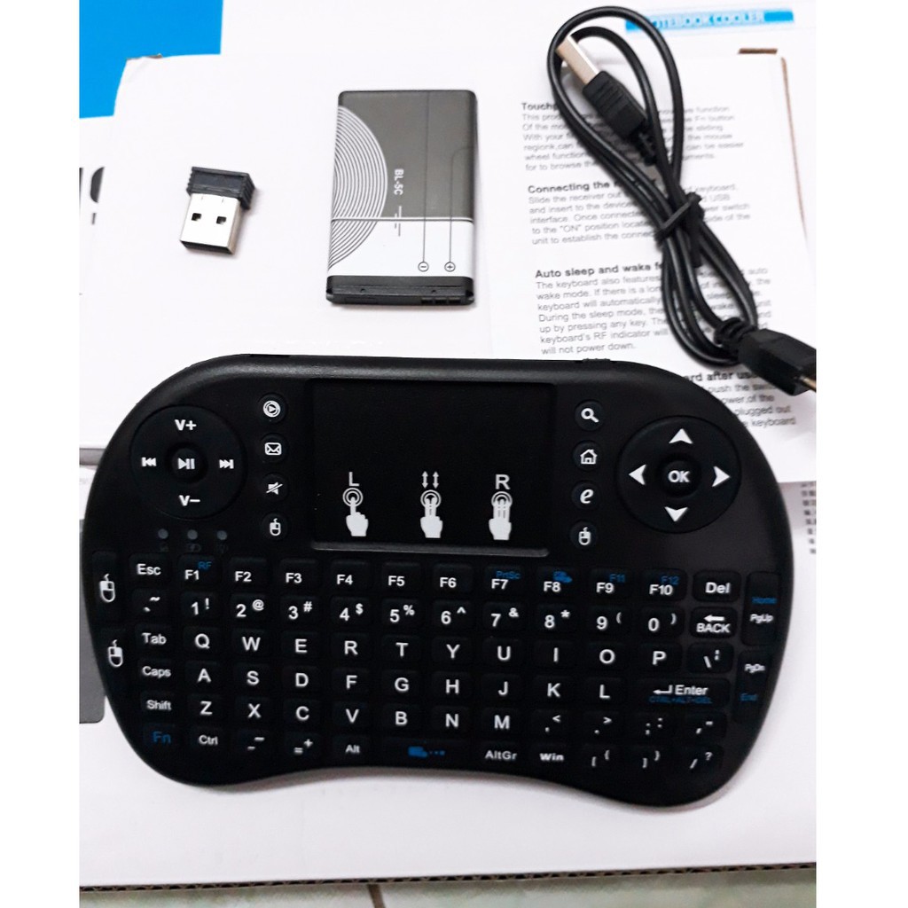[Mã ELFLASH5 giảm 20K đơn 50K] Bàn phím chuột không dây cho smart Tivi Kèm Cáp + Pin sạc