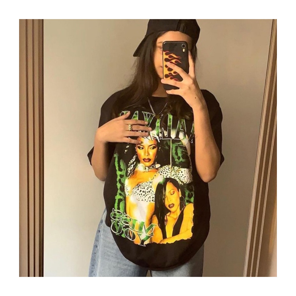 Áo Thun Vintage AALIYAH Miss You Tay Lỡ Unisex - Đen/Trắng Cổ Tròn | Blackwork