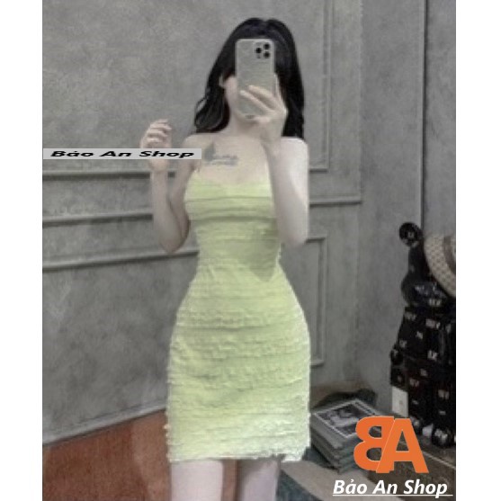 Đầm body from ngắn chất vảy y hình