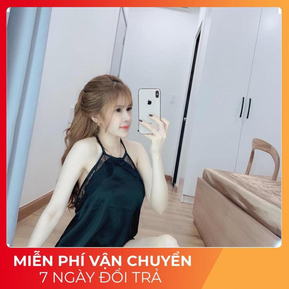 Đồ Ngủ Sexy, Bộ Yếm Phối Ren Chất Satin Mềm Mịn Siêu Mát Dưới 70Kg | BigBuy360 - bigbuy360.vn