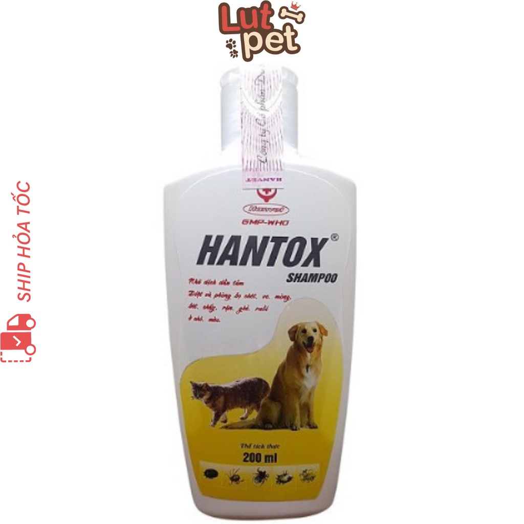 Sữa tắm hantox shampoo loại bỏ ve rận bọ chét ghẻ chó mèo - dầu tắm kháng khuẩn ngoài da mèo cún con