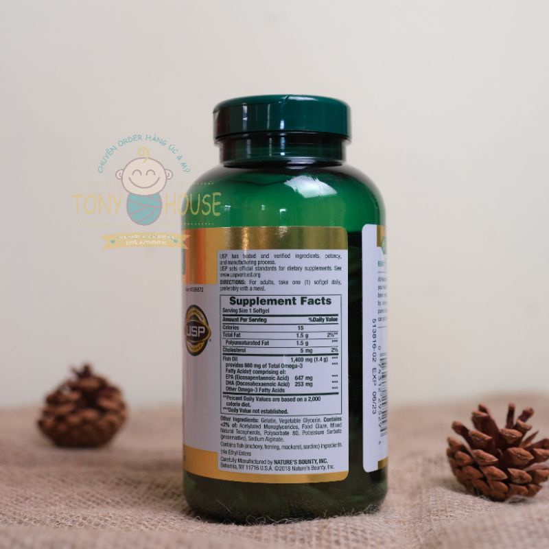 Dầu cá Nature’s Bounty Fish Oil 1400mg của Mỹ