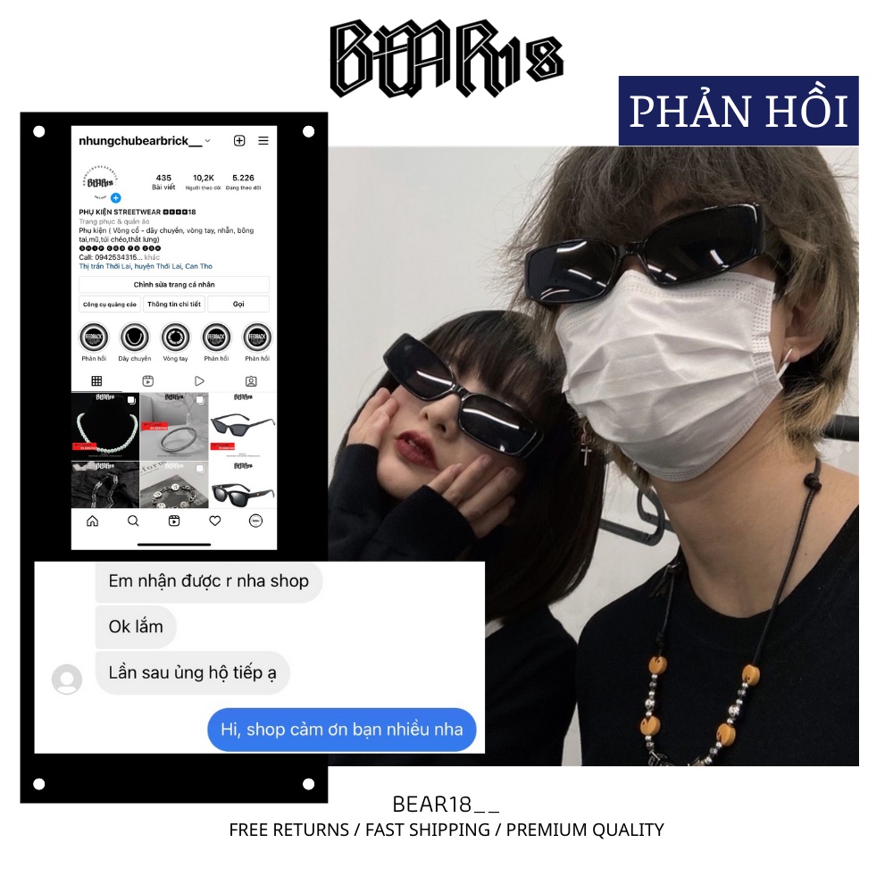 Kính mát thời trang đen đẹp phong cách cá tính dành cho nam và nữ cực chất cực cá tính BEAR18 - MK101