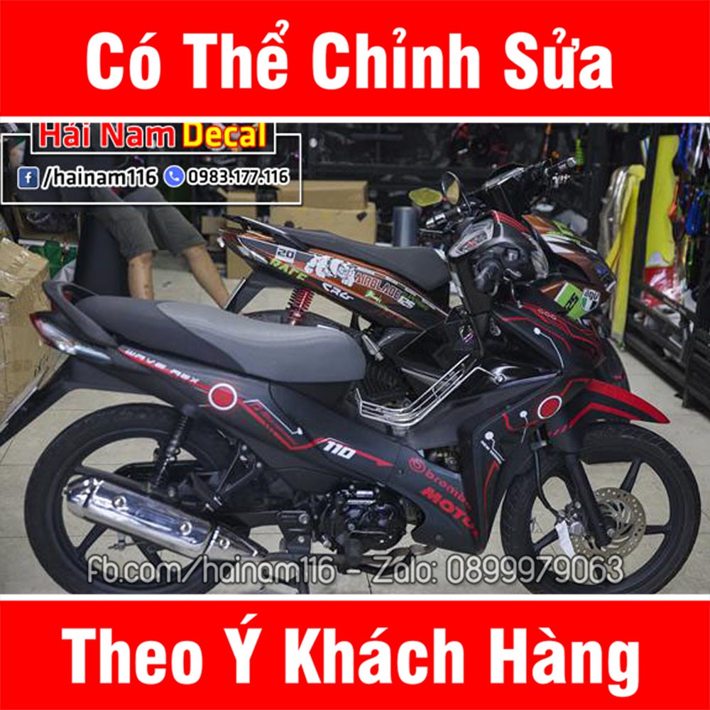 Tem Trùm Wave RSX Đen chỉ đỏ Motul