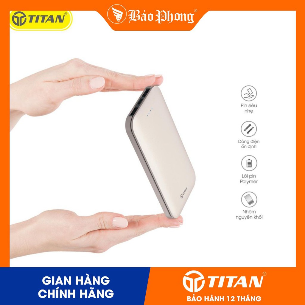 [Mã 2404EL10K giảm 10K đơn 20K] Pin dự phòng TITAN PA12 10.000mAh nhôm nguyên khối