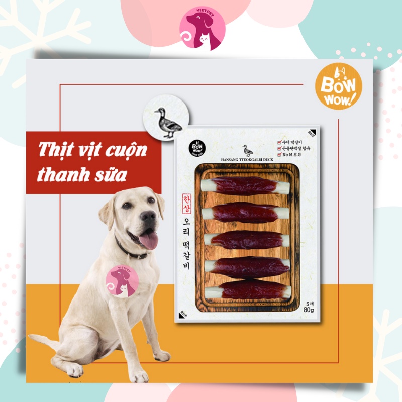 [SALE LỚN] Thịt tươi cuộn thanh sữa - Snack BOWWOW cho chó/ cún