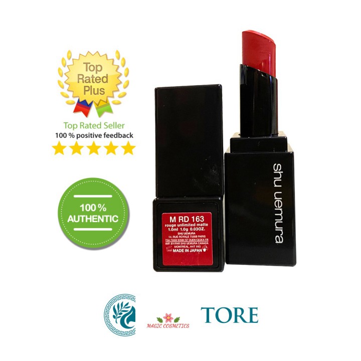 [Mã giảm giá mỹ phẩm chính hãng] Shu Uemura- Son Rouge unlimited Matte Lipstick M RD 163 3 g
