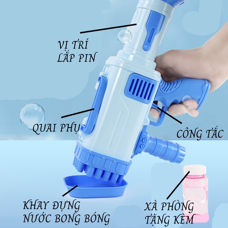 Súng bắn bong bóng cỡ lớn 32 lòng , chất liệu ABS an toàn có tặng kèm xà phòng.