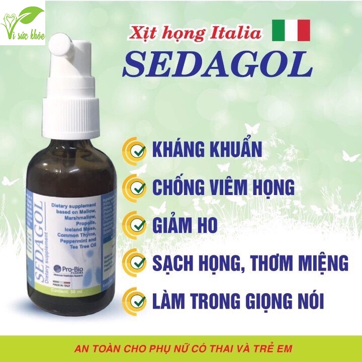 XỊT GIẢM ĐAU RÁT HỌNG SEDAGOL ORAL SPRAY KEO ONG VÀ THẢO DƯỢC (30ml) | NHẬP KHẨU CHÍNH HÃNG ITALY