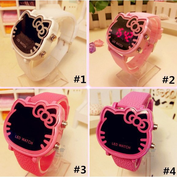 Đồng hồ điện tử đèn LED chống nước hình Hello Kitty  Gdep