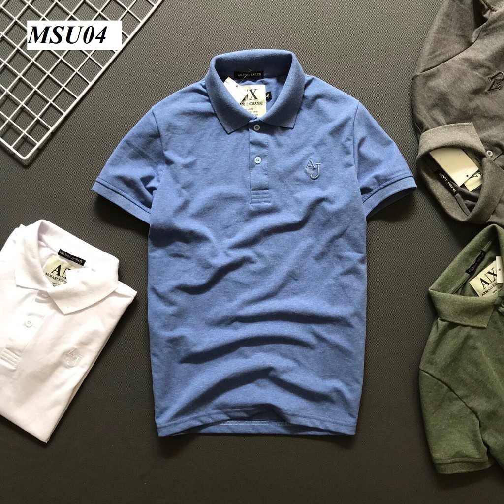 {HÌNH THẬT} Áo Thun Nam Có Cổ Logo Thêu Săc Xảo Hàng Xuất Khẩu Cao Cấp MSU01 | BigBuy360 - bigbuy360.vn
