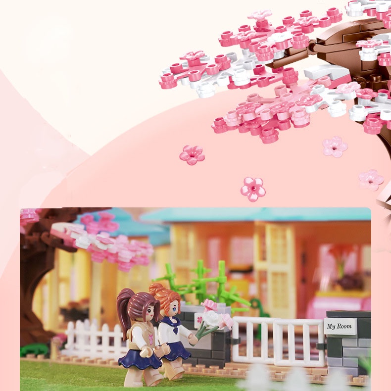 Đồ chơi xếp hình lắp ráp kiểu mô hình B1017 Ngôi nhà kiểu Nhật Bản Sakura Tree Với 1029 mảnh