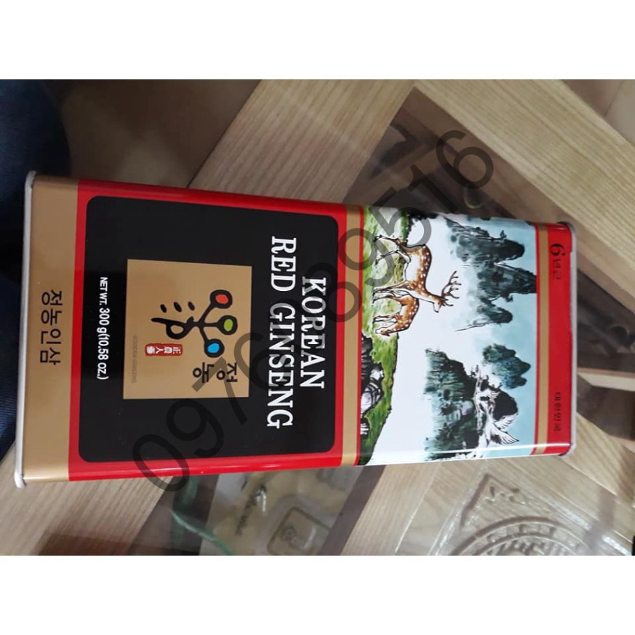 Hồng sâm khô nguyên củ  6 năm tuổi, hộp thiếc cao cấp  (300gr) Hàn Quốc, hsd 2022