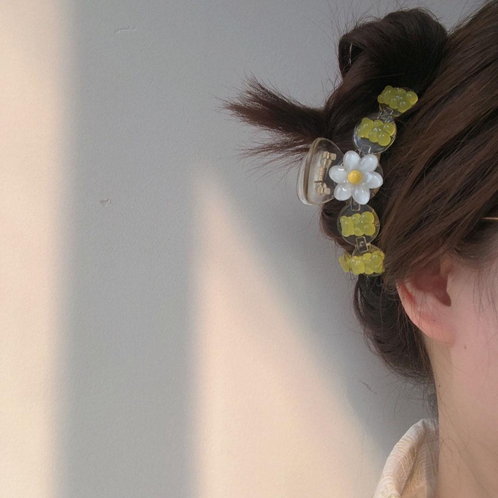 Kẹp Tóc Nhựa Hình Bông Hoa Màu Vàng Phong Cách Hàn Quốc Mới Cho Nữ