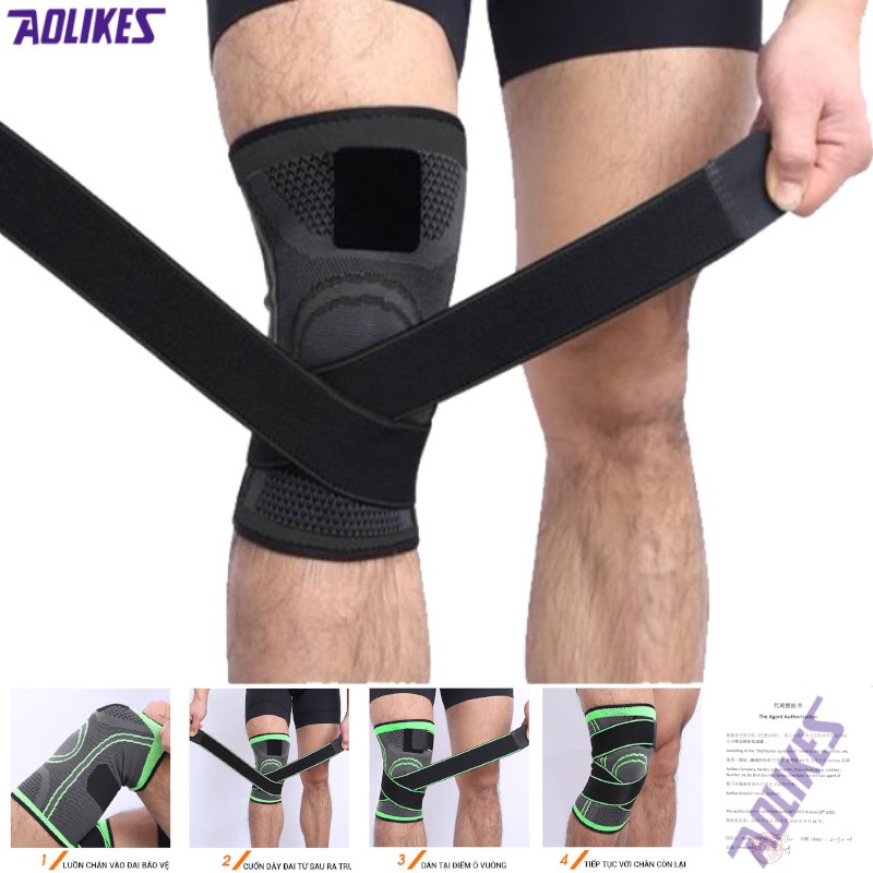 Bán sỉ - Đai bó gối thể thao - Đai bó gối tập gym AOLIKES  AL 7720 - 7718 - 666 (1 cái/ đôi) chuyên gym chính hãng