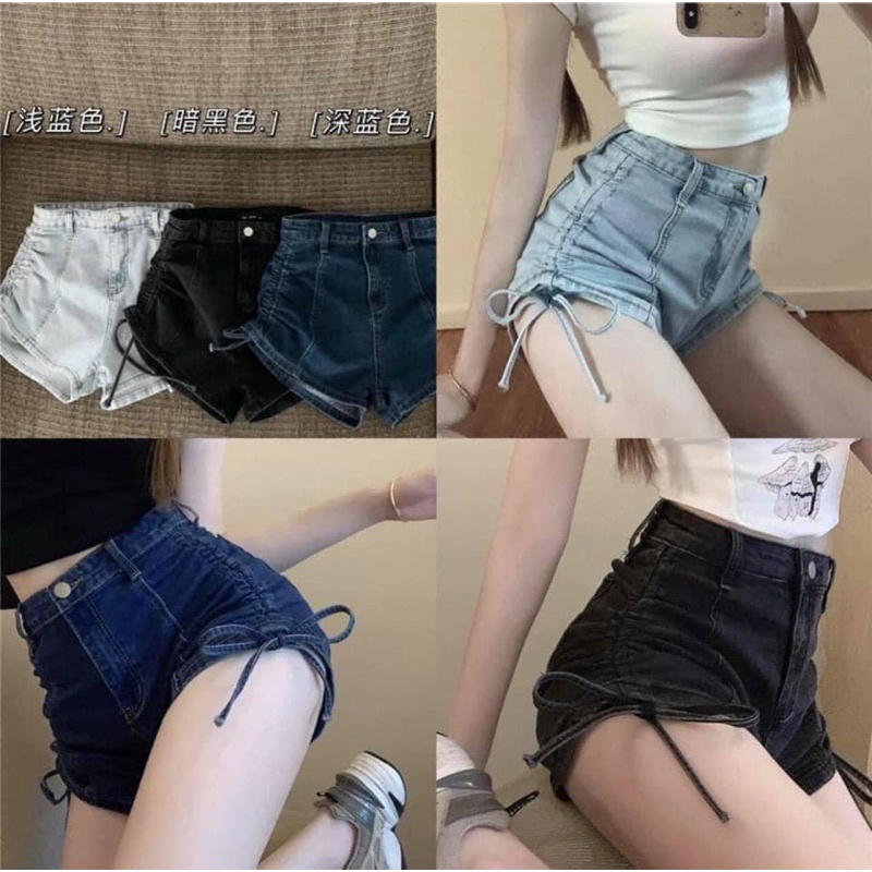 ((mã 643) Quần sooc bò co dãn rút dây sườn