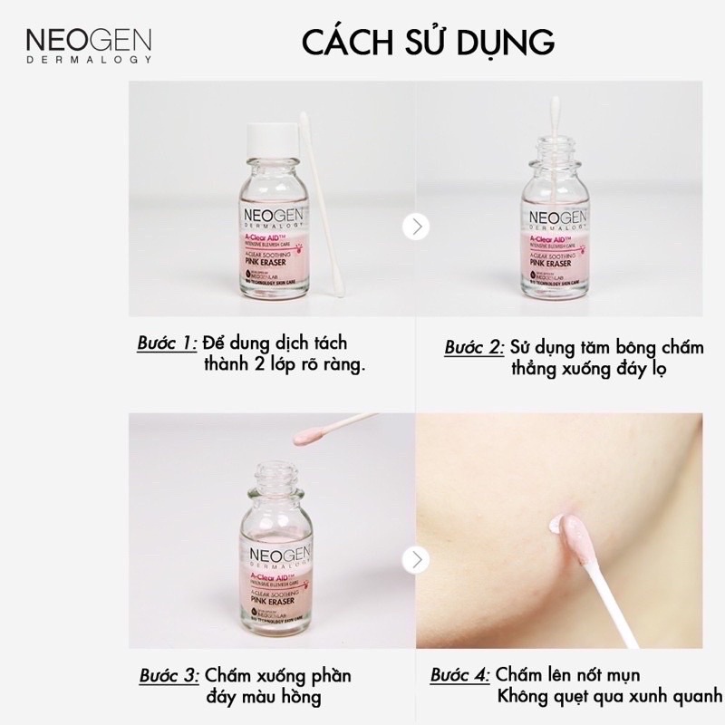 Chấm mụn Neogen lưu huỳnh bột a clear soothing pink eraser xẹp mụn nhanh chóng